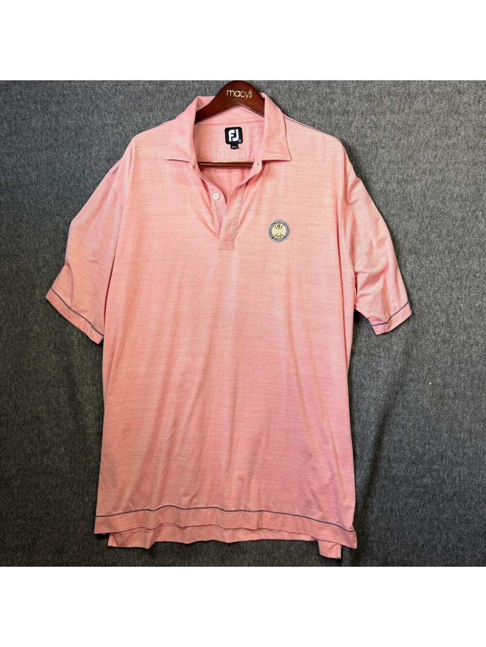 FootJoy PGA Golf Club Shirt Polo Mens 2XL Pink Striped Golf Stretch